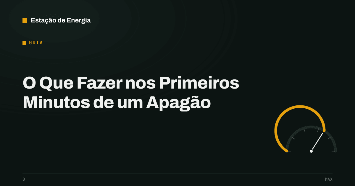 Capa do guia: O Que Fazer nos Primeiros Minutos de um Apagão — Estação de Energia